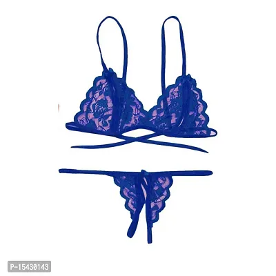 Embrave Women's Net Lace Lingerie Set for Honeymoon Bra Panty