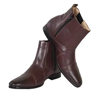 Tanny Shoes Men's Brown Color Synthetic Leather Ankle Zip Boot-thumb3