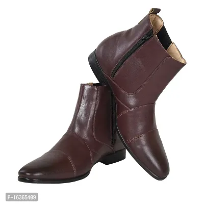 Tanny Shoes Men's Brown Color Synthetic Leather Ankle Zip Boot-thumb4