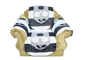 LUXURY CRAFTS Poly Cotton Net printed 5 Seater Sofa and Chair Cover Set with 6 Arms Cover (Black, Standard Size) -12 Pieces-thumb4