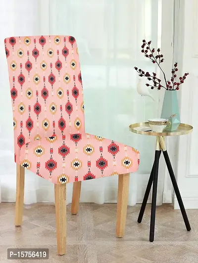 LUXURY CRAFTS? Floral Stretchable Printed Dining Chair Covers,Elastic Chair Seat Protector, Slipcovers,Chair Cover Floral(Light Pink)