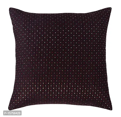 Luxury Crafts Luxurious Polyester Polka Dotted Cushion Cover Set - 16x16 inches (Pack of 5) (Coffee)-thumb2