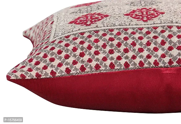 Luxury Crafts Cotton Cushion Cover Set - 16x16 inches (Pack of 5) (Maroon)-thumb3