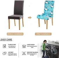 LUXURY CRAFTS? Floral Stretchable Printed Dining Chair Covers,Elastic Chair Seat Protector, Slipcovers,Chair Cover Floral(Sky Blue  White)(Pack of 2)-thumb2