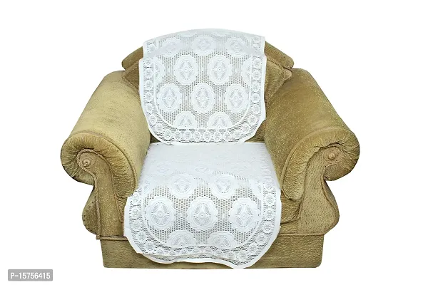 Crafts Net Polyester Fabric 5 Seater Sofa And Chair Cover Set Of 6 Pcs White-thumb4