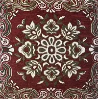 Luxury Crafts Chenille Floral Cushion Cover Set (16 x 16 Inches, Maroon) -5 Pieces-thumb1