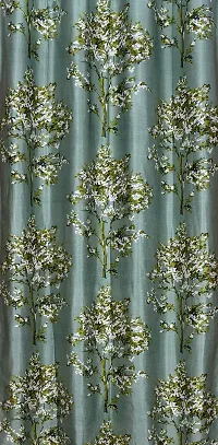 LUXURY CRAFTS? Eyelet Polyester Designer Door Curtain 7 feet x 4 feet(Pack of 2) (Light Green)-thumb3
