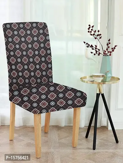 LUXURY CRAFTS? Floral Stretchable Printed Dining Chair Covers,Elastic Chair Seat Protector, Slipcovers,Chair Cover Floral(Black)