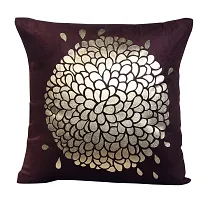 Luxury Crafts Luxurious Velvet Touch Golden Printed Cushion Cover Set - 16 x 16 Inches(Coffee)-thumb2