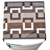 Luxury Crafts? Checkered Designer Fridge Top Cover with 6 Utility Pockets. (Brown)-thumb3