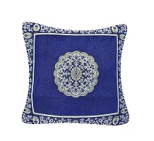 Luxury Crafts Cotton Cushion Cover Set (16 x 16 Inches) -5 Pieces (Blue)-thumb2