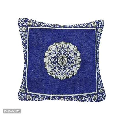 Luxury Crafts Cotton Cushion Cover Set (16 x 16 Inches) -5 Pieces (Blue)-thumb3