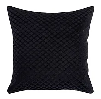 LUXURY CRAFTS Luxurious Velvet Super Soft Touch Cushion Cover Set - 16x16 inches (Pack of 5) (Black)-thumb1