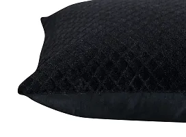 LUXURY CRAFTS Luxurious Velvet Super Soft Touch Cushion Cover Set - 16x16 inches (Pack of 5) (Black)-thumb2