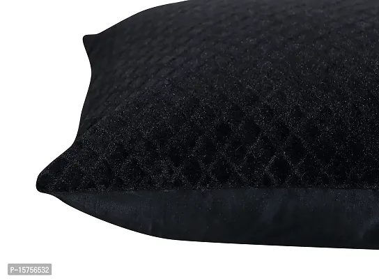 LUXURY CRAFTS Luxurious Velvet Super Soft Touch Cushion Cover Set - 16x16 inches (Pack of 5) (Black)-thumb3