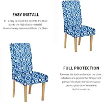 LUXURY CRAFTS? Floral Stretchable Printed Dining Chair Covers,Elastic Chair Seat Protector, Slipcovers,Chair Cover Floral(Sky Blue)(Pack of 2)-thumb3