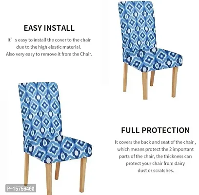 LUXURY CRAFTS? Floral Stretchable Printed Dining Chair Covers,Elastic Chair Seat Protector, Slipcovers,Chair Cover Floral(Sky Blue)(Pack of 2)-thumb4