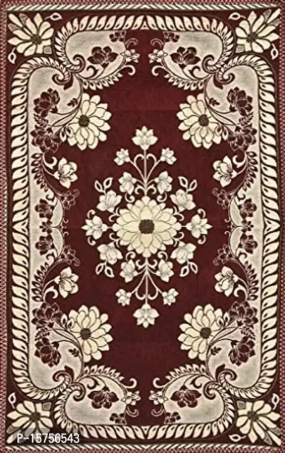 LUXURY CRAFTS Luxurious Attractive Design Chenille 4 Seater Center Table Cover (Maroon)-thumb3