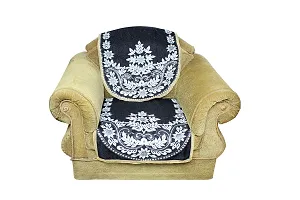 LUXURY CRAFTS Cotton 5 Seater Sofa and Chair Cover - Set of 6 - Black-thumb1