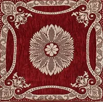 Luxury Crafts Luxurious Chenille Jute Cushion Cover, 16x16 inches (Pack of 5) (Maroon)-thumb1