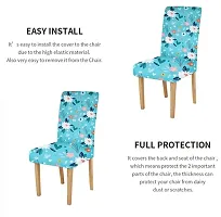 LUXURY CRAFTS? Floral Stretchable Printed Dining Chair Covers,Elastic Chair Seat Protector, Slipcovers,Chair Cover Floral(Sky Blue  White)(Pack of 2)-thumb3