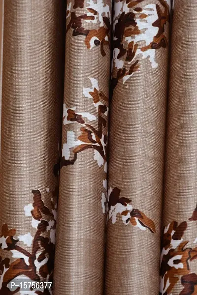 LUXURY CRAFTS Eyelet Polyester Door Curtain 7 feet x 4 feet (Light Brown)-Pack of 1-thumb2