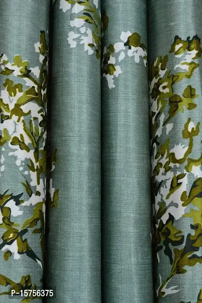 LUXURY CRAFTS? Eyelet Polyester Designer Door Curtain 7 feet x 4 feet(Pack of 2) (Light Green)-thumb2