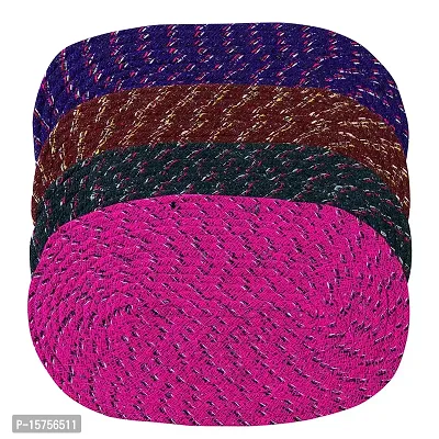 LUXURY CRAFTS Cotton Weaved Reversible Oval Door Mat for Home Entrance or Outdoor -Set of 4 (Multicolor, Size- 31 X 52 cms)