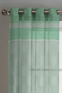 LUXURY CRAFTS? Polyster Fabric Net Sheer Luxurious Curtains for Door 4x7 Feet(48x84 inches), Set of 2 (Green)-thumb2