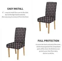 LUXURY CRAFTS? Floral Stretchable Printed Dining Chair Covers,Elastic Chair Seat Protector, Slipcovers,Chair Cover Floral(Black)-thumb2