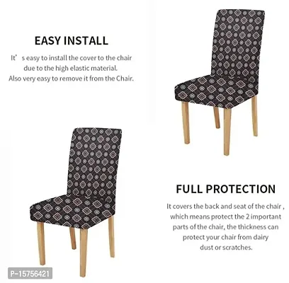 LUXURY CRAFTS? Floral Stretchable Printed Dining Chair Covers,Elastic Chair Seat Protector, Slipcovers,Chair Cover Floral(Black)-thumb3