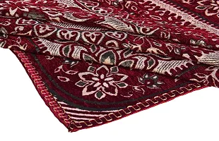 LUXURY CRAFTS Attractive Desigh Chenille 4 Seater(36x54 inches) Center Table Cover (Maroon)-thumb3