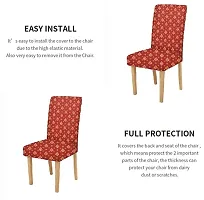 LUXURY CRAFTS? Floral Stretchable Printed Dining Chair Covers,Elastic Chair Seat Protector, Slipcovers,Chair Cover Floral(Red)-thumb2