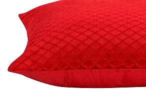 LUXURY CRAFTS Luxurious Velvet Super Soft Touch Cushion Cover Set - 16x16 inches (Pack of 5) (Red)-thumb2