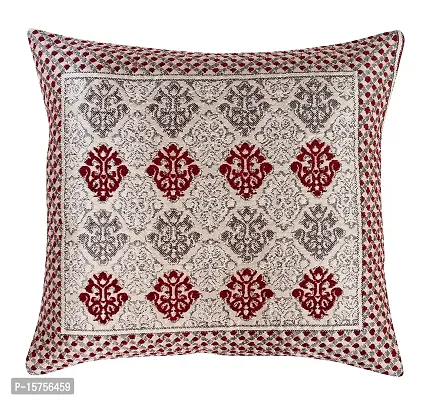 Luxury Crafts Cotton Cushion Cover Set - 16x16 inches (Pack of 5) (Maroon)-thumb2