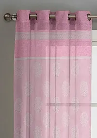 LUXURY CRAFTS? Polyster Fabric Net Sheer Luxurious Curtains for Door 4x7 Feet(48x84 inches), Set of 2 (Pink)-thumb2