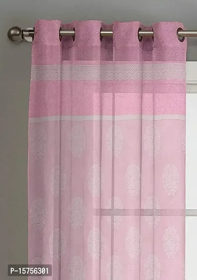 LUXURY CRAFTS? Polyster Fabric Net Sheer Luxurious Curtains for Door 4x7 Feet(48x84 inches), Set of 2 (Pink)-thumb3