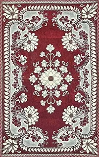 LUXURY CRAFTS Luxurious Attractive Design Chenille 4 Seater Center Table Cover (Maroon)-thumb3
