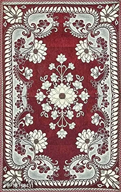 LUXURY CRAFTS Luxurious Attractive Design Chenille 4 Seater Center Table Cover (Maroon)-thumb4