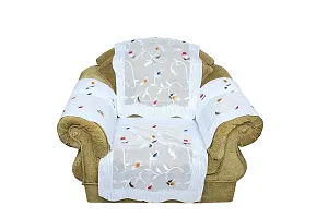 Luxury Crafts Polycotton Floral 5 Seater Sofa and Chair Cover with Arms (White), Set of 12 Pieces-thumb4