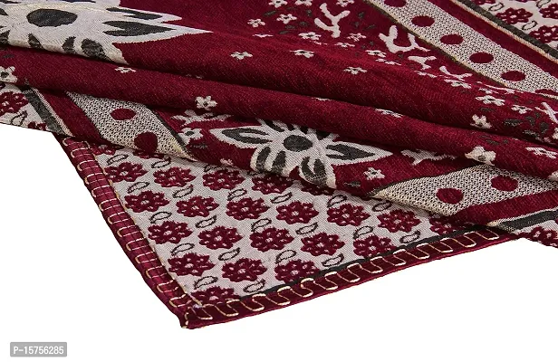 LUXURY CRAFTS Attractive  Beautiful Design Chenille 4 Seater(36x54 inches) Center Table Cover (Maroon)-thumb3