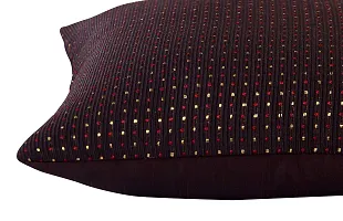 Luxury Crafts Luxurious Polyester Polka Dotted Cushion Cover Set - 16x16 inches (Pack of 5) (Coffee)-thumb2