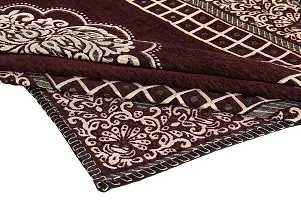LUXURY CRAFTS Beautiful Design Chenille 4 Seater(36x54 inches) Center Table Cover (Coffee)-thumb1