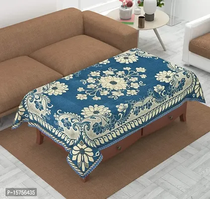 LUXURY CRAFTS Attractive Design Chenille 4 Seater Centre Table Cover (Sky Blue)