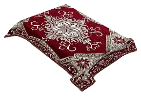 LUXURY CRAFTS Attractive Floral Design Chenille 4 Seater(36x54 inches) Center Table Cover (Maroon)-thumb1