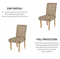 LUXURY CRAFTS? Floral Stretchable Printed Dining Chair Covers,Elastic Chair Seat Protector, Slipcovers,Chair Cover Floral(Beige)-thumb2