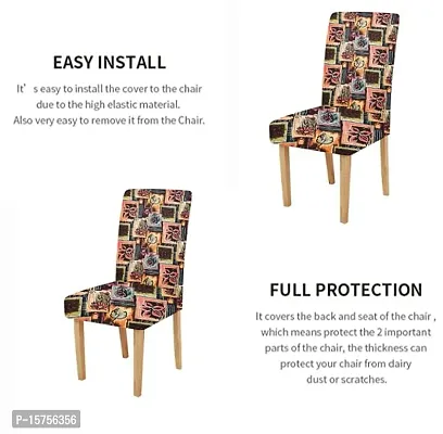 LUXURY CRAFTS? Floral Stretchable Printed Dining Chair Covers,Elastic Chair Seat Protector, Slipcovers,Chair Cover Floral(Multi)-thumb3