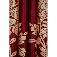 LUXURY CRAFTS Eyelet Polyester Door Curtain 7 feet x 4 feet(Pack of 1)(Maroon)-thumb1