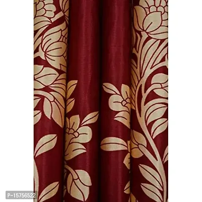 LUXURY CRAFTS Eyelet Polyester Door Curtain 7 feet x 4 feet(Pack of 1)(Maroon)-thumb2