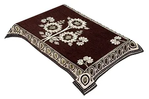 LUXURY CRAFTS Attractive Design Chenille 4 Seater(36x54 inches) Center Table Cover (Coffee)-thumb1